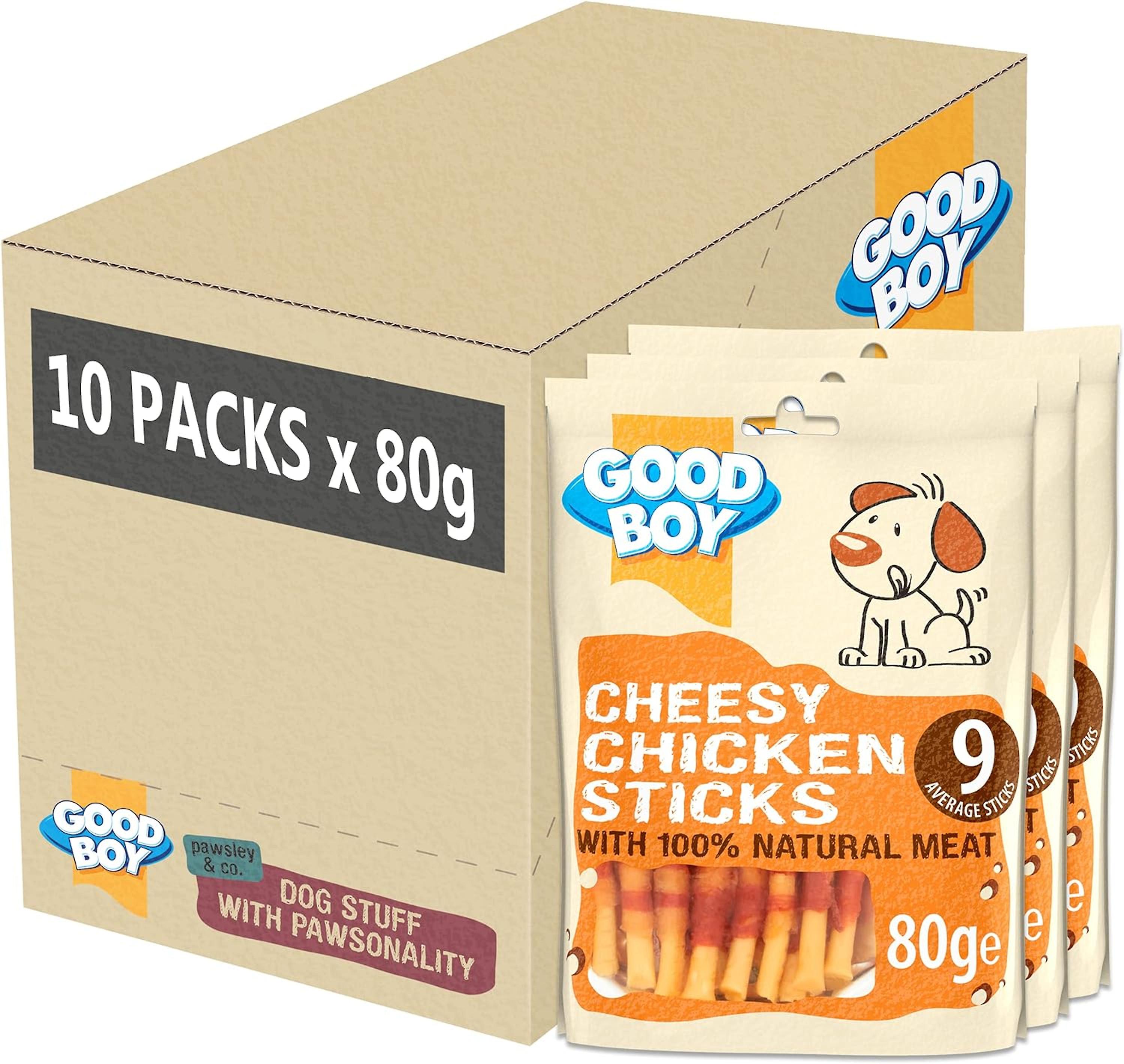 Good Boy Bâtonnets de Poulet et de Fromage Gâterie pour Chien 10 x 80g