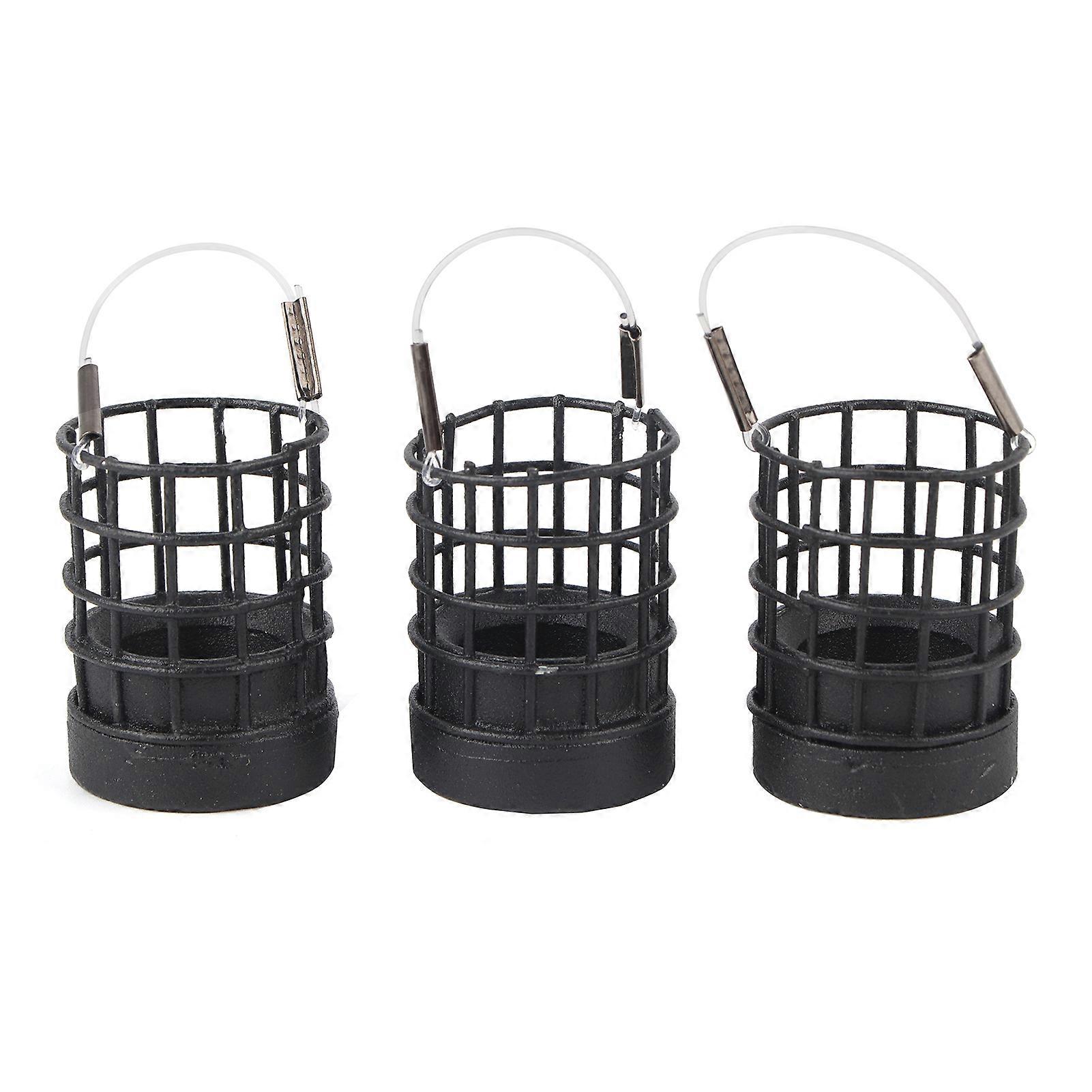 3Pcs Angelköder Käfige Hohl Edelstahl Fütterung Köder Falle Tackle Zubehör Schwarz40g