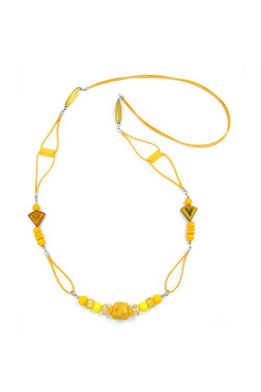 Necklace Stone Pearl Matte Yellow 100cm - Gl02406