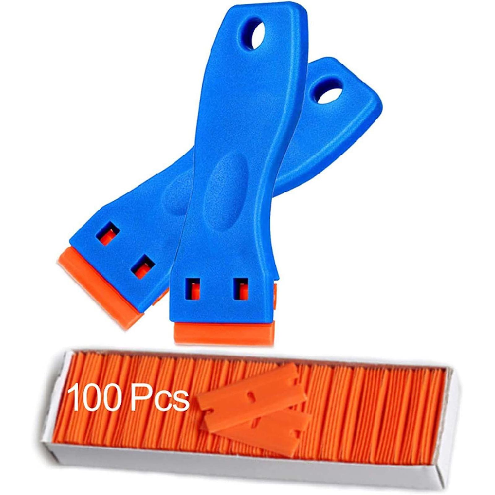 Multifunctional Glue Removal Shovel,2Pcs Razor Scraper w/100x Double Edged Blade