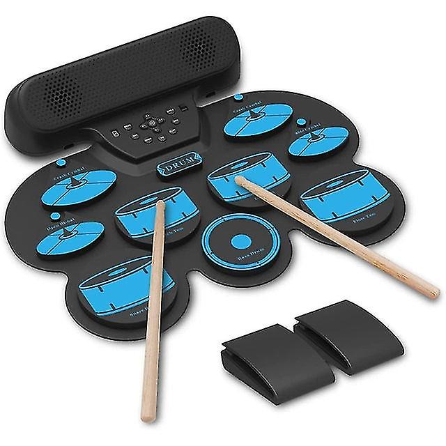 Electronic Drum Set Kids Electric Drum Kit 9 Thickened Pad Roll Up Beginner Practice Pad, Usb Midi Connectivity