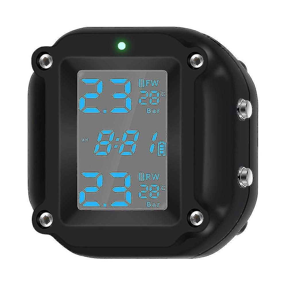 Motorcycle Tire Pressure Monitoring System Moto Tpms Car Bicycle Tire Alarm LCD Screen Real-time Mon