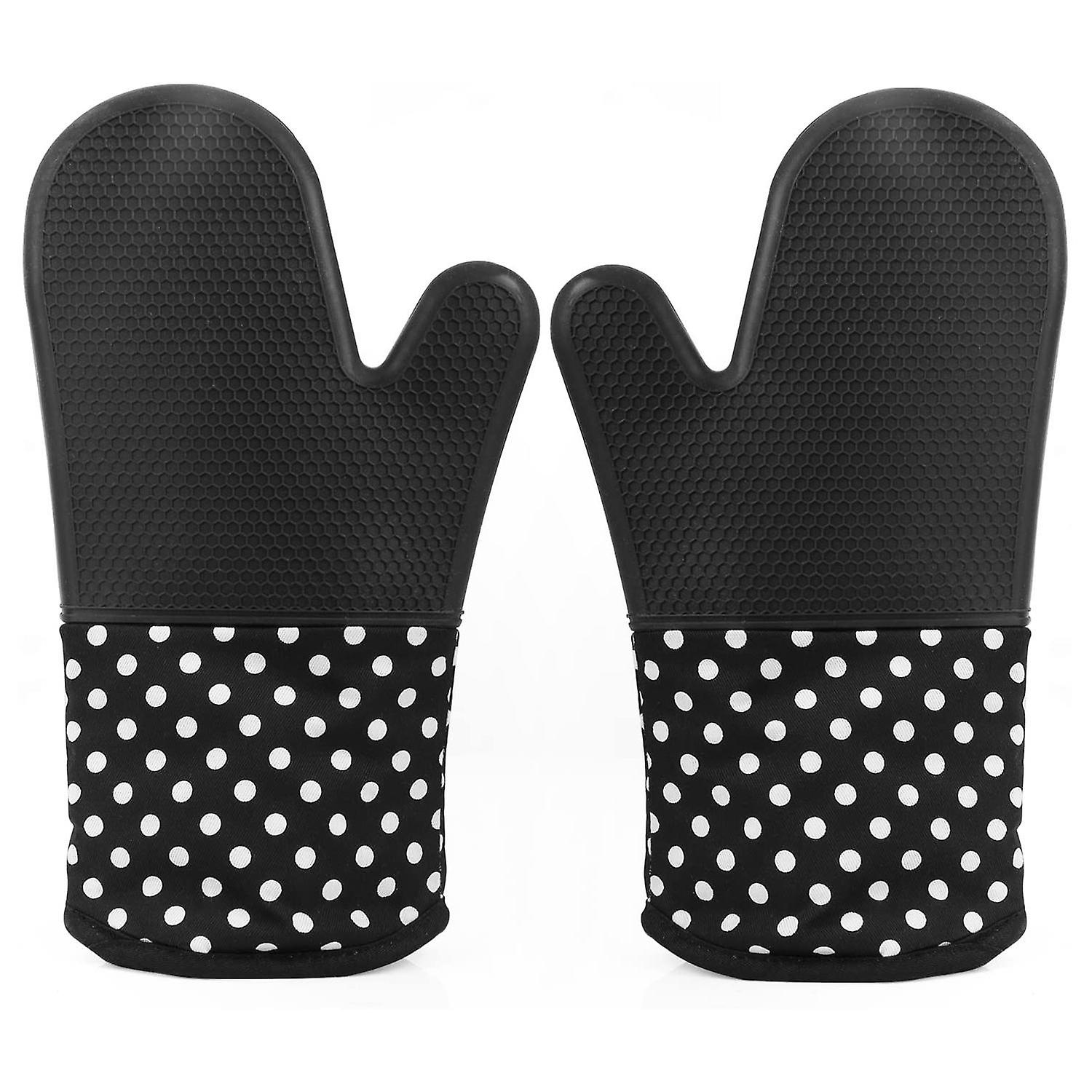 1Pair Oven Gloves Heat Resistant Non-slip with Polyester Cotton Lining