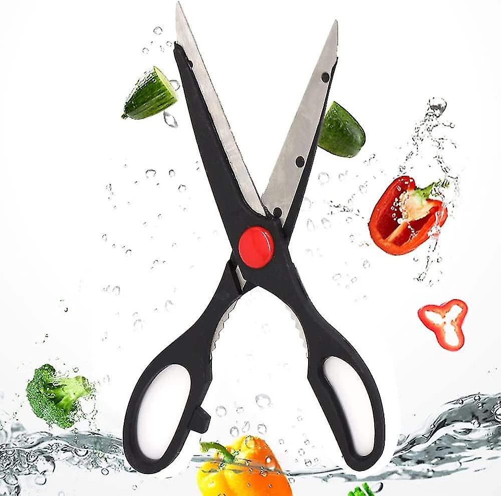 Kitchen Scissors Nut-Cracker and Bottle Opener, Stainless Steel, 21 cm, Black, Perfect for Office and Kitchen use