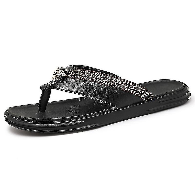 رجالي شبشب جلد عارضة صنادل شباشب أزياء تريند أحذية الشاطئ 2024