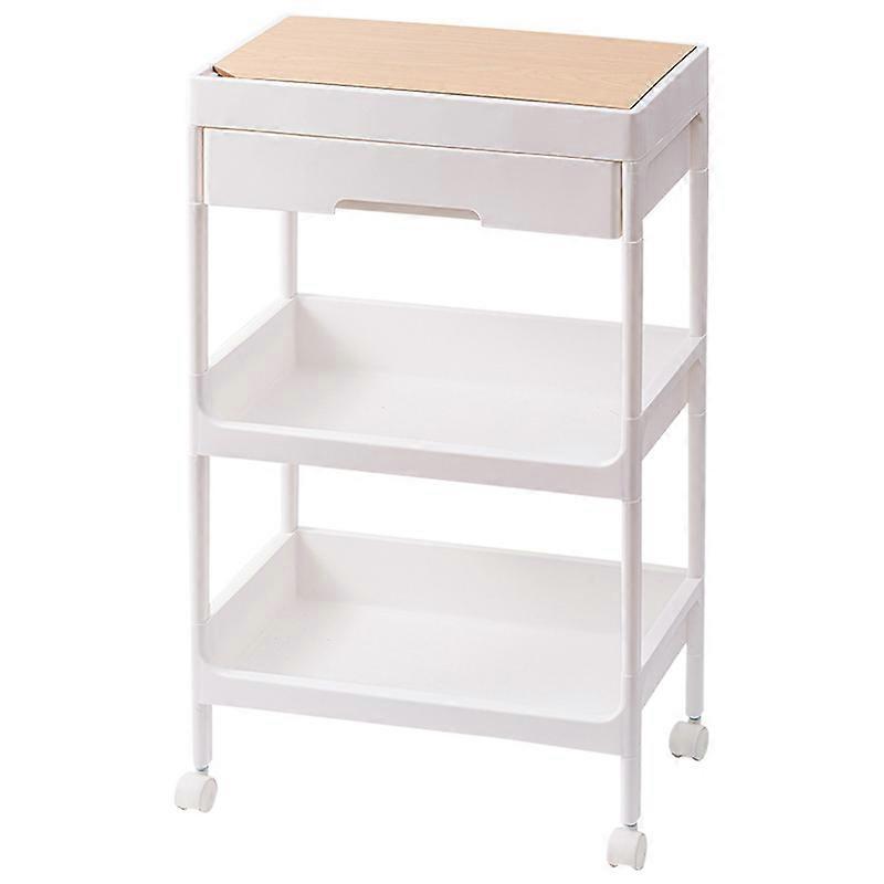 Rolling Cart Large Capacity Eco Friendly Pp Mdf Sturdy Construction Space Saving Utility Cart For Beauty Salon Dormitory 3 Tier, With Cover And Wheel
