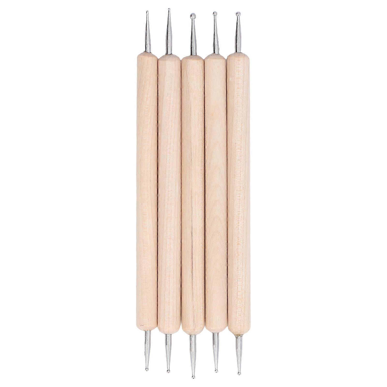 5Pcs Double End Tracing Dotting Stylus Beech Stainless Steel Indentation Pens for Painting Engraving