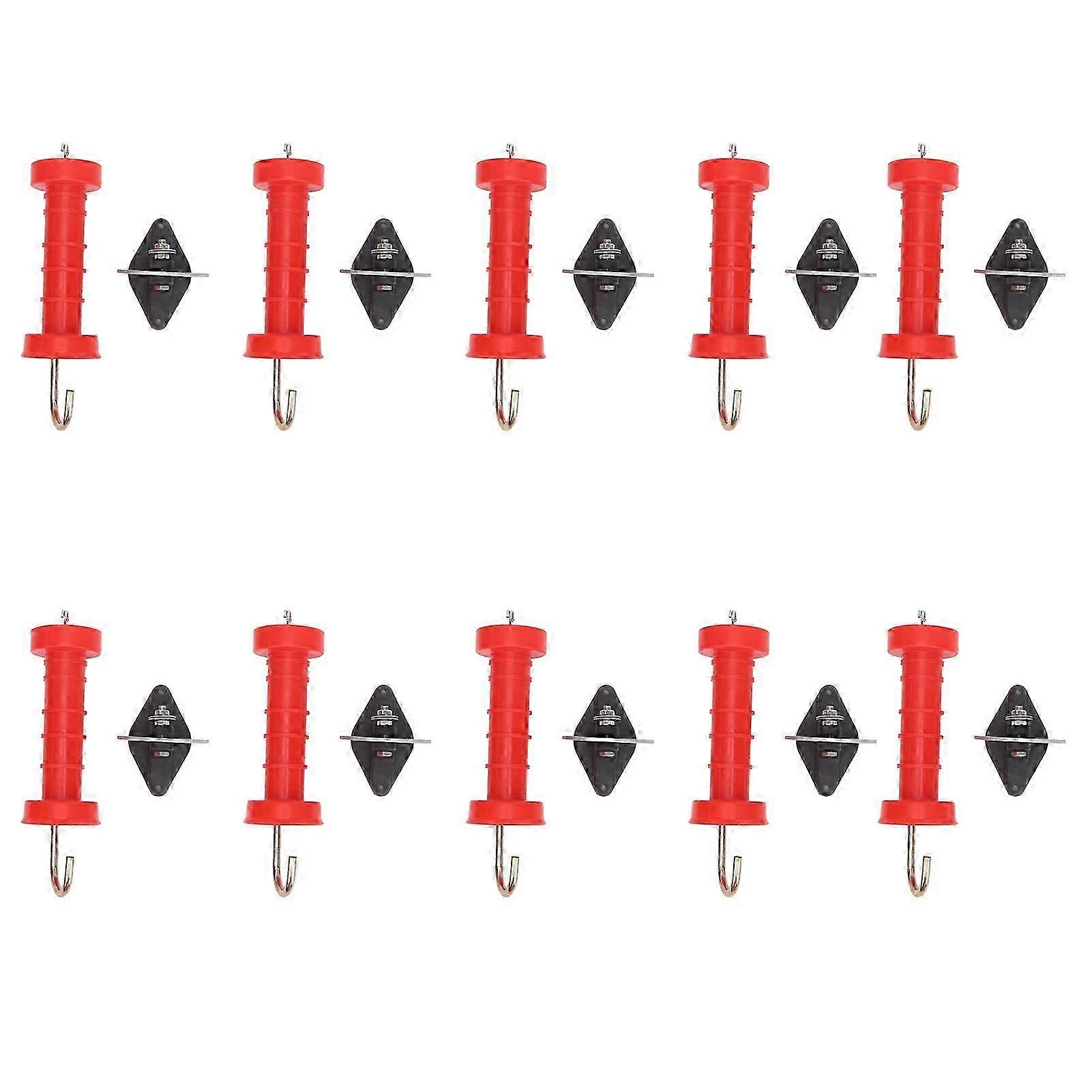 10kpl sähköinen aitaportti käsittelee punaisia ABS-lämpökylmänkestäviä 10kpl eristimillä