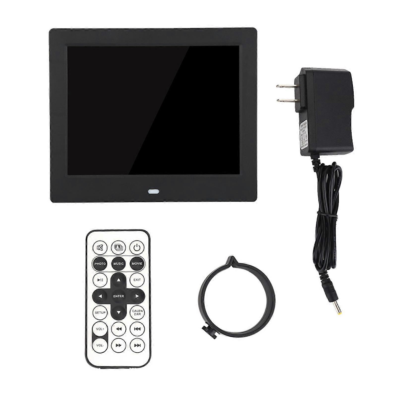 8inch Screen 1024X768 Digital Photo Frame Alarm Clock Music Movie Player with Remote Control 110V240V US Plug (Black) NO.9508