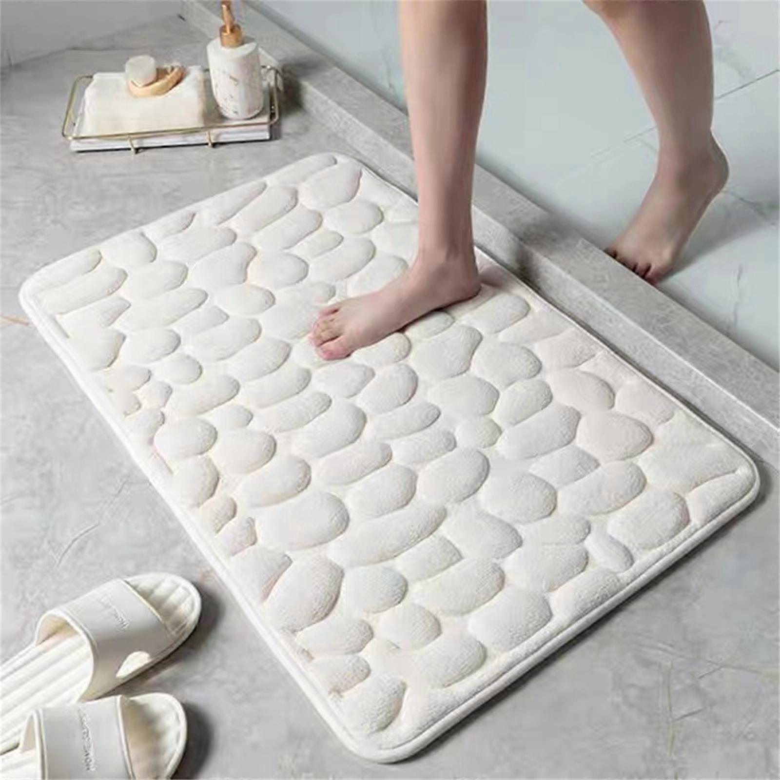 Chic Quick-Dry Velvet Memory Foam Bath Mat - Non-Slip, Super Absorbent, 3D Pebble Design for Stylish Comfort
