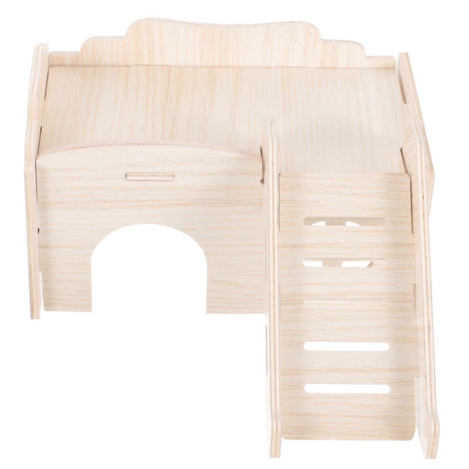 Hamster Hideout Wooden Hamster House with Climbing Ladder Hamster Toy for Dwarf Hamsters