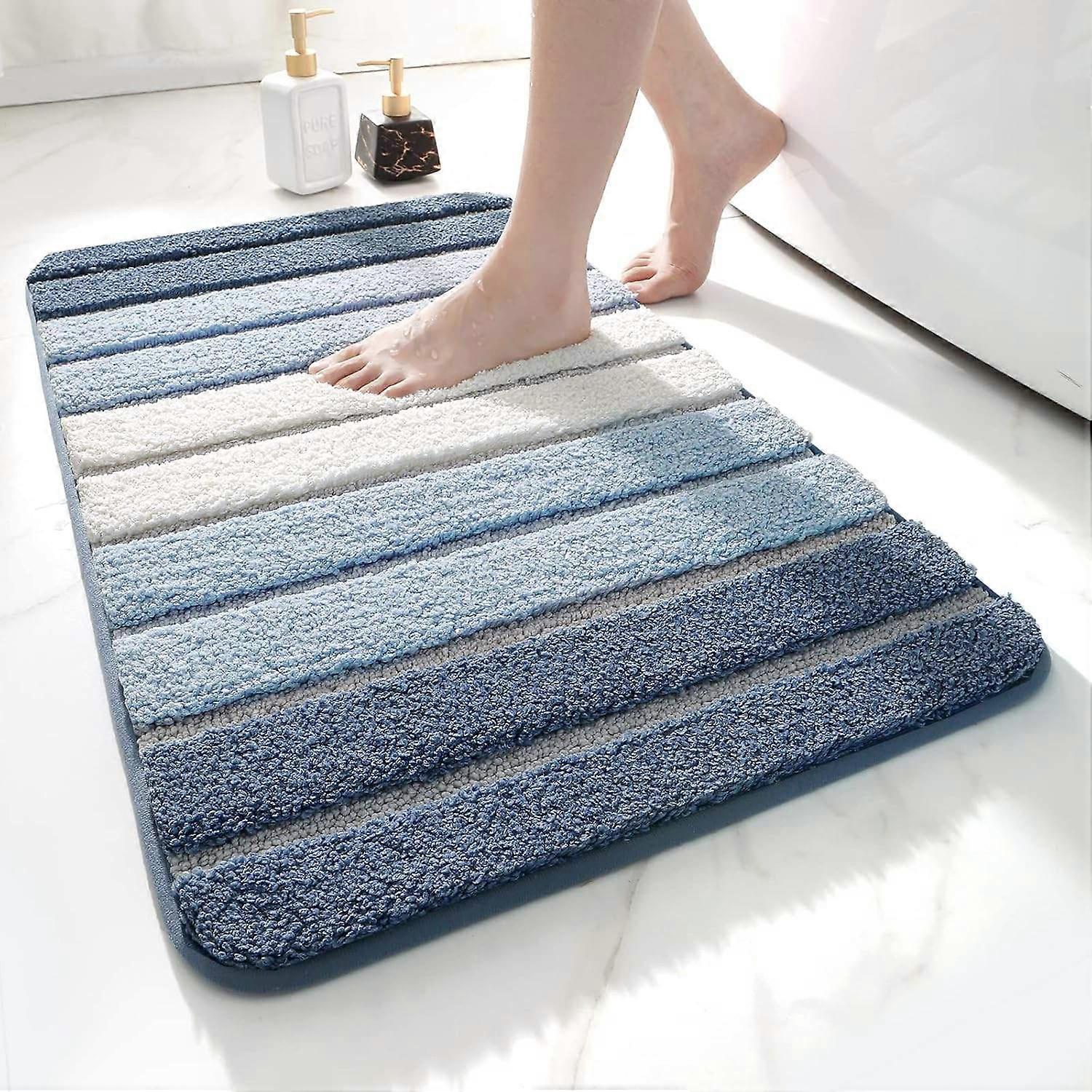Non-Slip Bath Mat, Extra Soft Bathroom Rug, Machine Washable, Water Absorbent, 40 x 60 cm, Blue