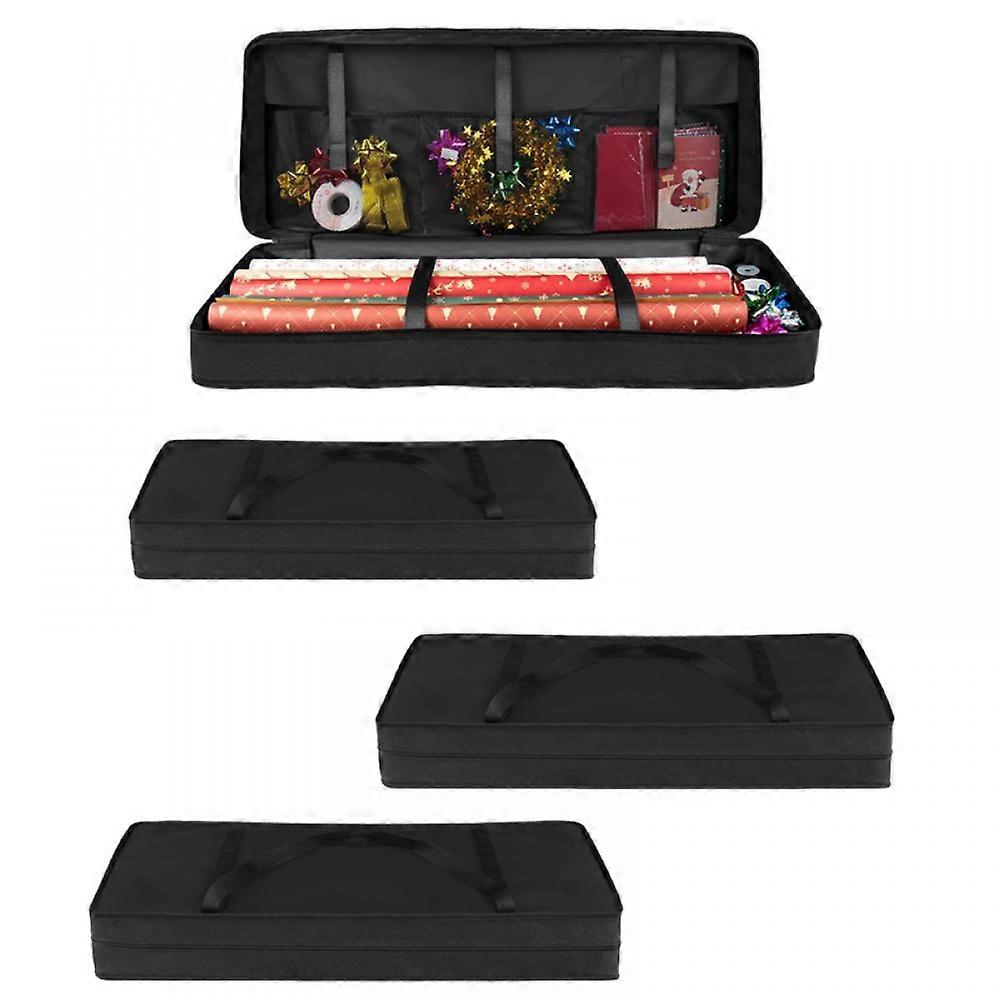 4 stk julehjørne stof opbevaringspose, 82 x 13 x 34 cm, til papir, mærker og sløjfer, sort