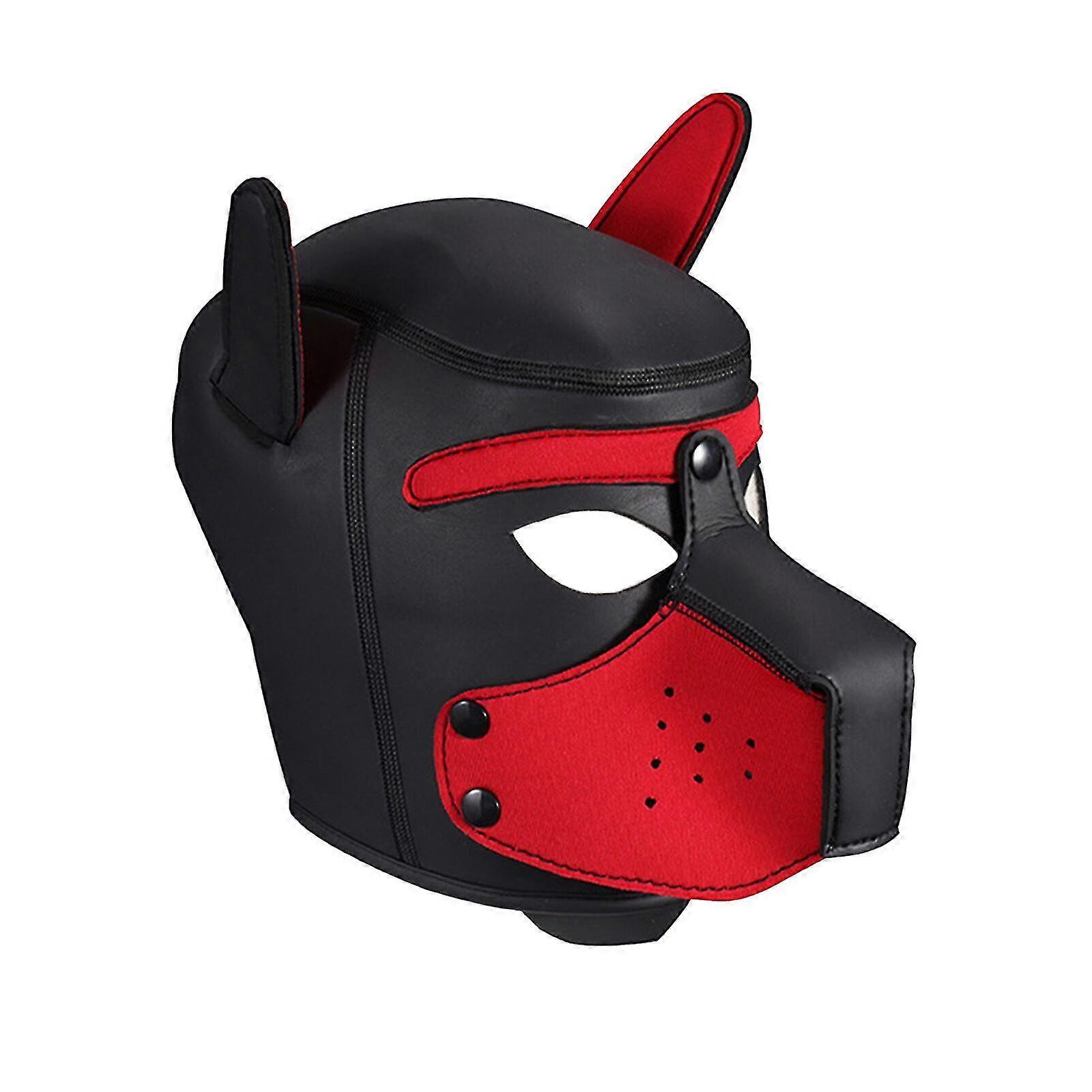 Cosplay Role Play Dog Mask Full Head With Ears Soft Padded Rubber Neoprene Puppy - SNNGV