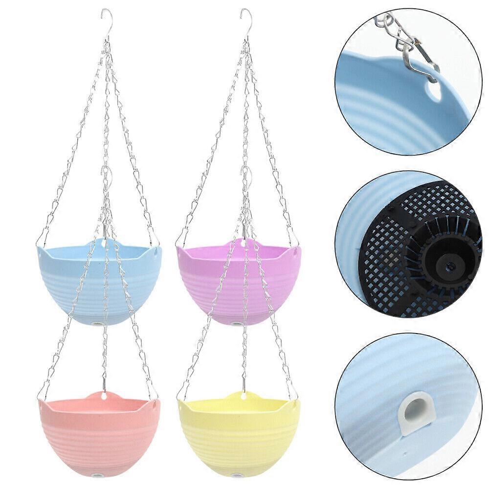 4 Pcs Empty Hanging Baskets Plants Small Planters Pots Outdoors