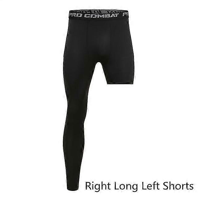 Men Base Layer Exercise Trousers Compression Running Tight Sport Cropped One Leg