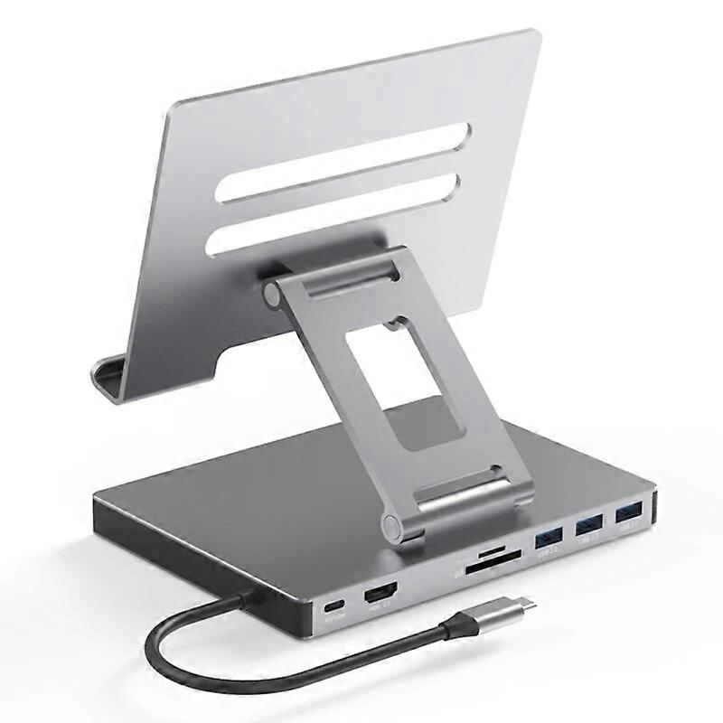 USB C Docking Station 9 IN 1 Dock Station Notebook Mount Holder Stand with 2xHDMI4K Ethernet PD100W 5Gbps USB3.0