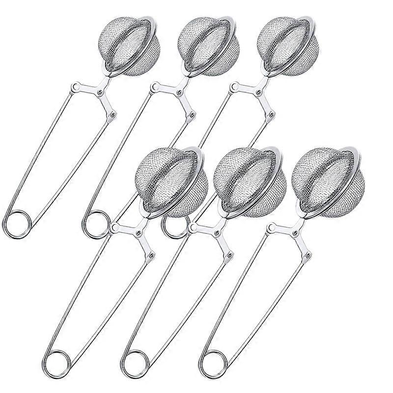 6Pcs Tea Infuser Loose Leaf Tea Snap Ball Tea Strainer Spoon Stainless Steel Tea Filter Steeper wit