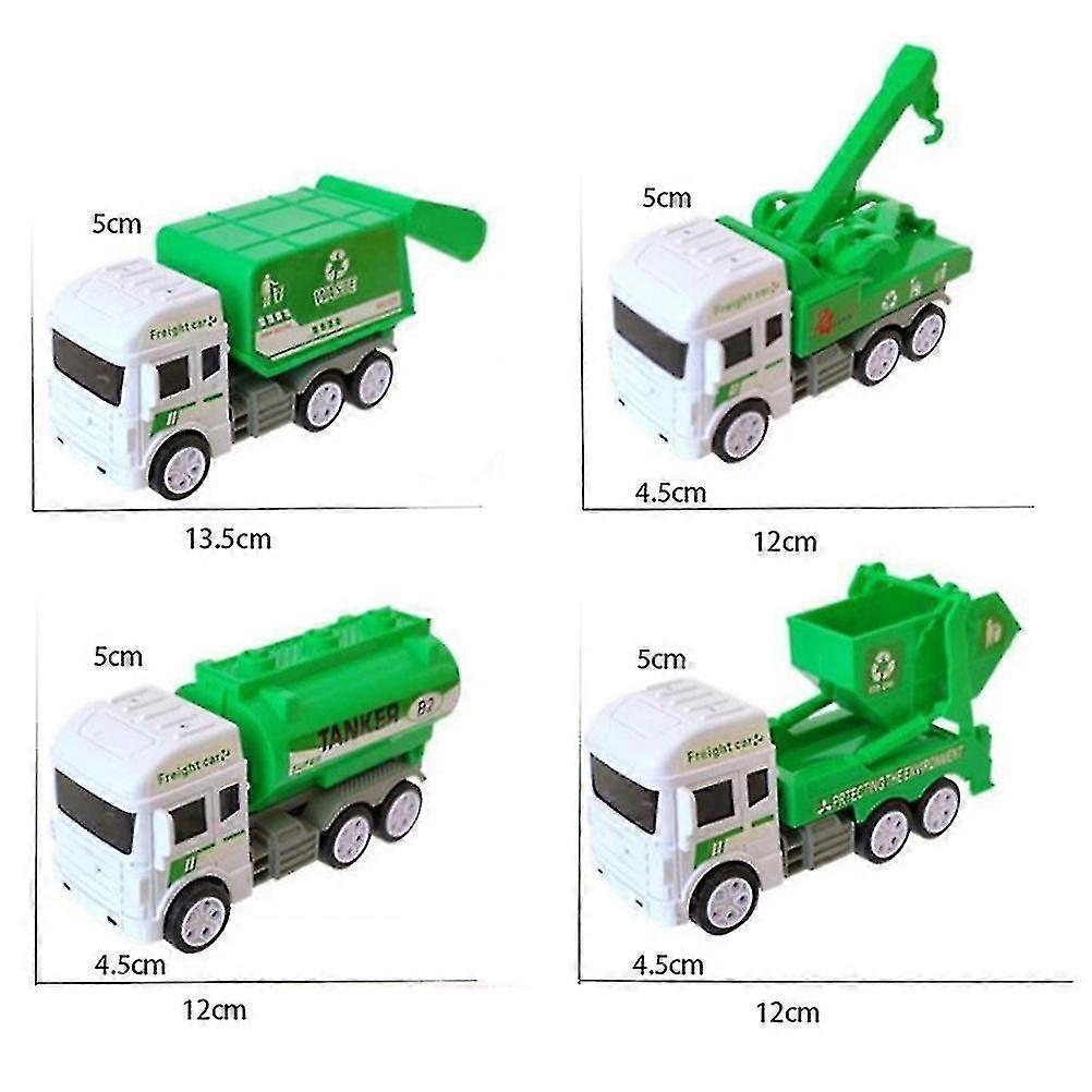 Garbage Truck Toy Simulation Model with Inertial Dump and Trash Cans for Indoor or Outdoor Play