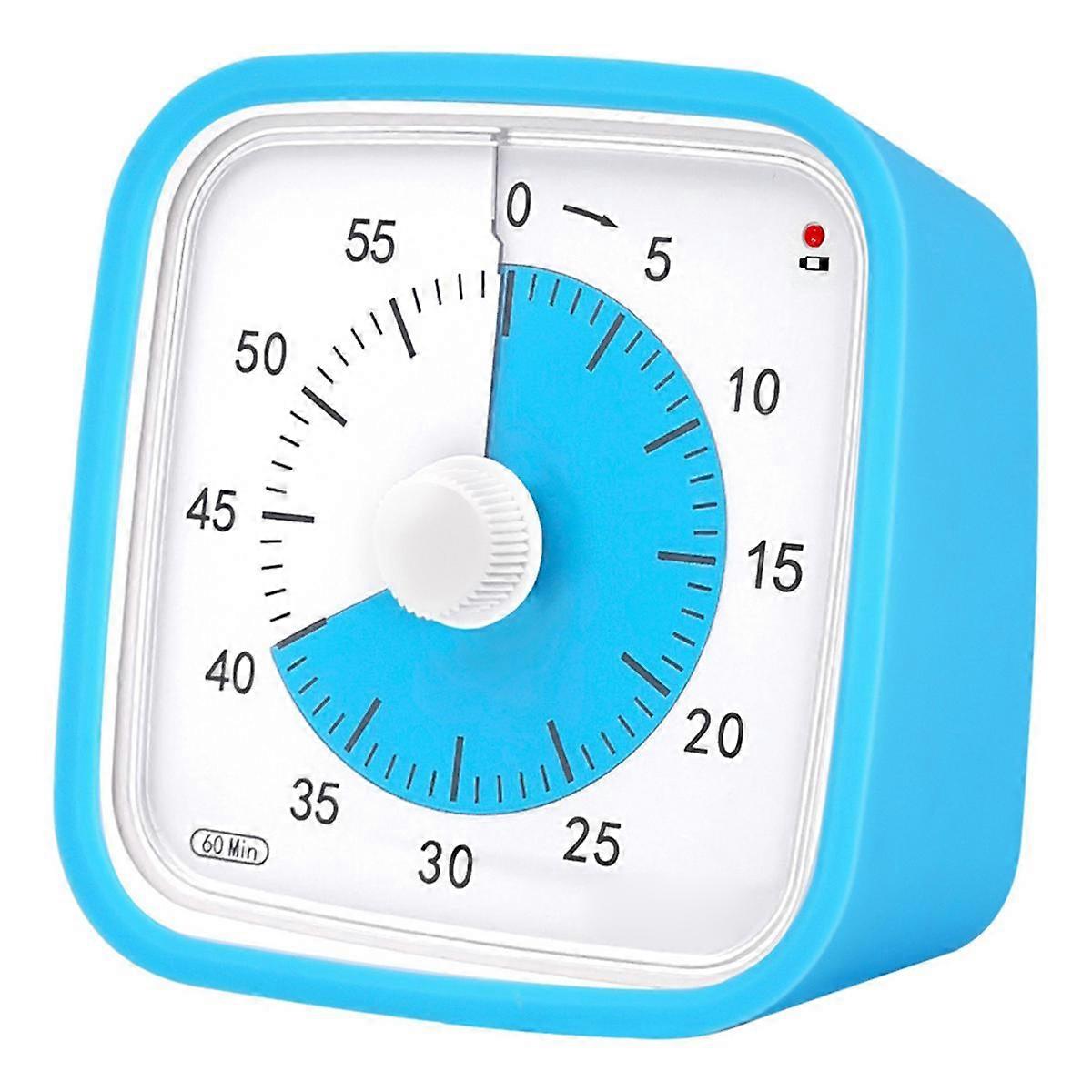 Blue Children Student Study Manual Visual Timer Alarm Clock Kitchen Timer with Protective Cover Time Manager