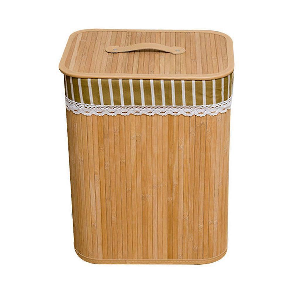 Folding Bamboo Storage Basket Large Storage Laundry Bin Box with Lid and Removable Lace New