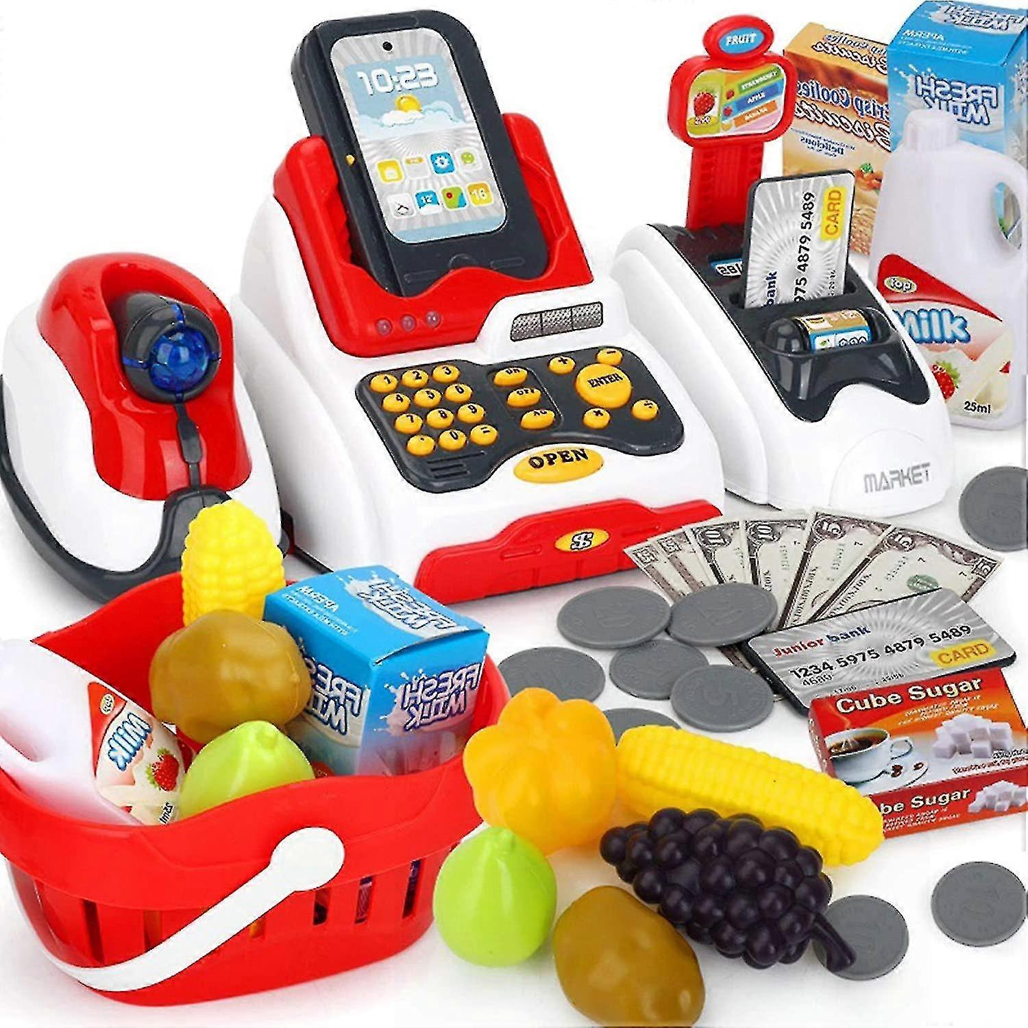 Registratore di cassa giocattolo per bambini - Registratore di cassa per bambini con scanner, lettore di credito, registratore di cassa di gioco per bambini, registratore di cassa giocattolo Risorse di apprendimento
