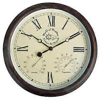 Esschert Design Bahnhofsuhr mit Thermo-Hygrometer 30,5 cm TF009