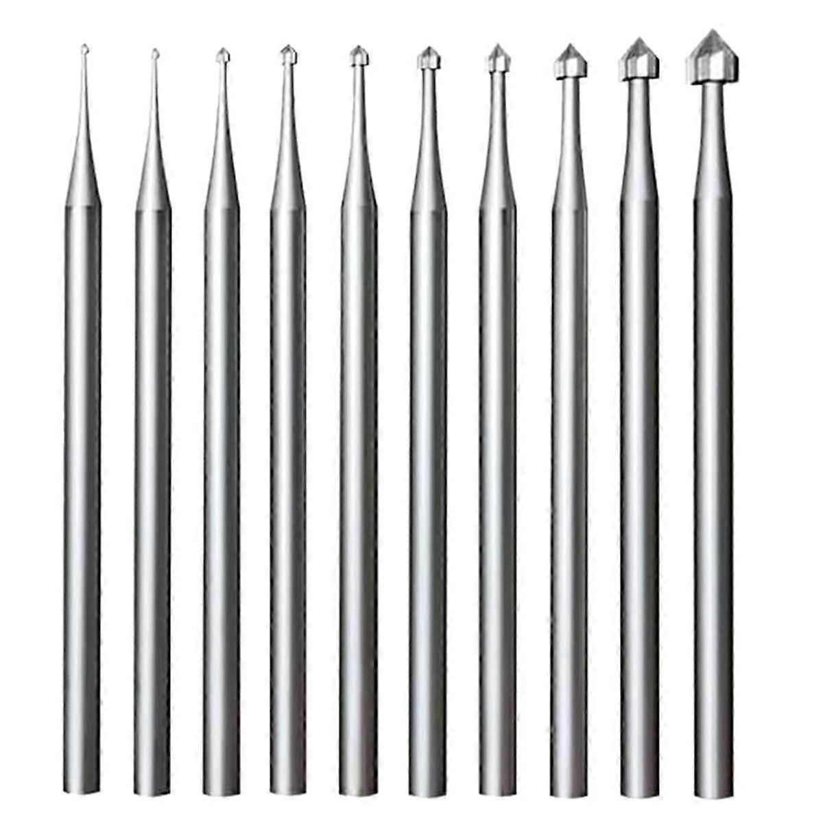 10 Pcs Jewelry Setting Burr - 3/32Inch Shank Stone Setting Burs Cylinder - Cone Shape Lapidary Maki