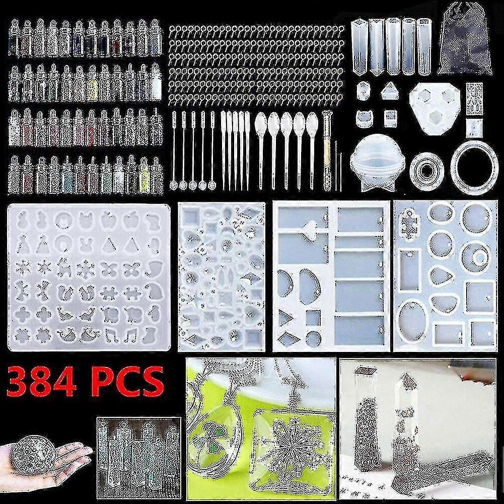 384 Stück Harz Epoxid Formen Silic Schmuck Ma DIY Handwerk Form Kit