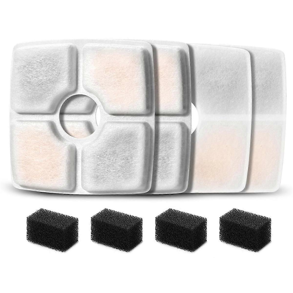 Replacement Filters Sponges for 84oz/2.5L Automatic Pet Fountain Cat Water Fountain Filter Triple Filtration 4PCS