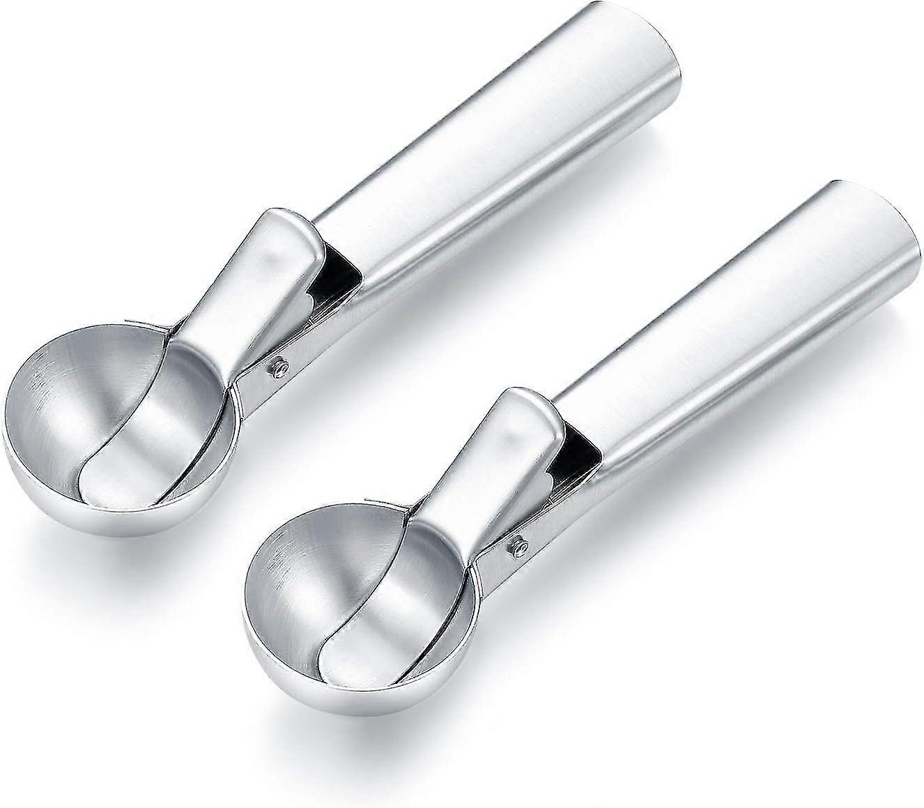 2pcs Stainless Steel Ice Cream Scoop, Ice Cream Scoops With Easy Trigger, Potato