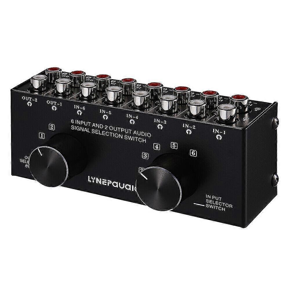 Mini 6-in-2-out Stereo Rca Audio Switcher Box Selector Splitter Hub Distributor