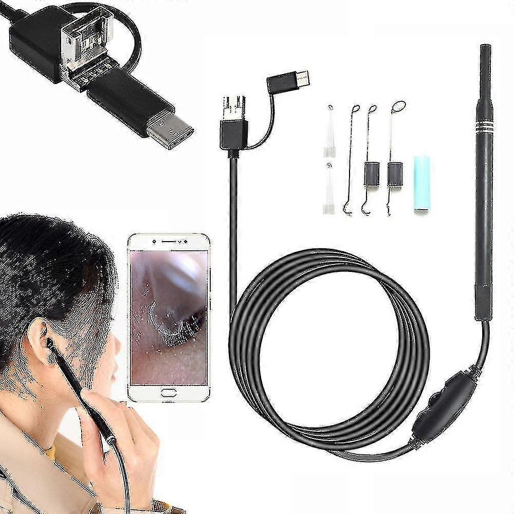 Ear Wax Pick Remover With 6 Led Lights Endoscope Tool Kit 3 In 1 Interface
