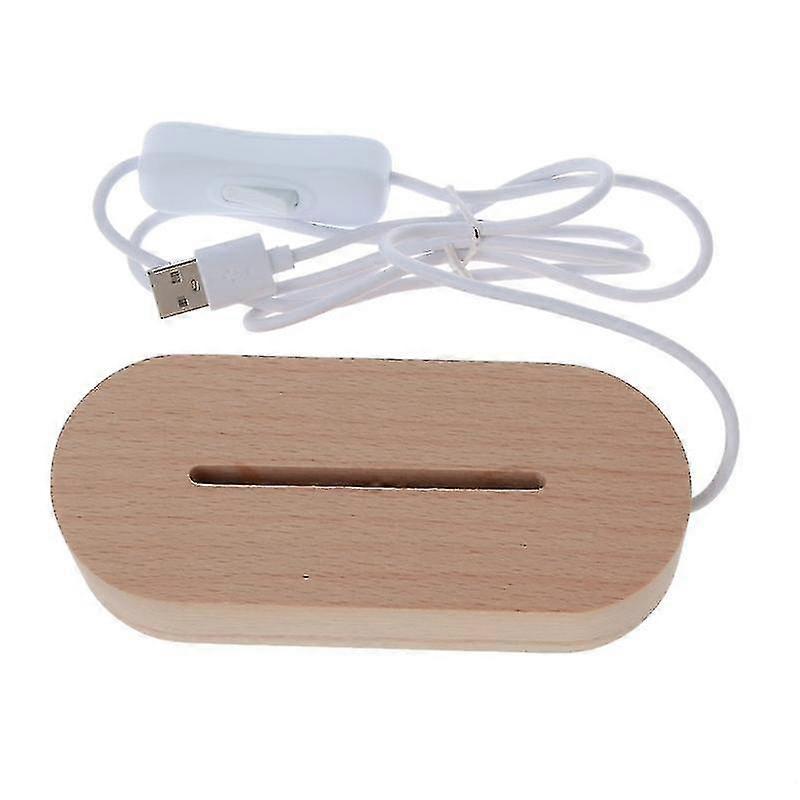 Wood Led Display Base Resin Art Ornament Wooden Night Lighted Base Stand Crafts
