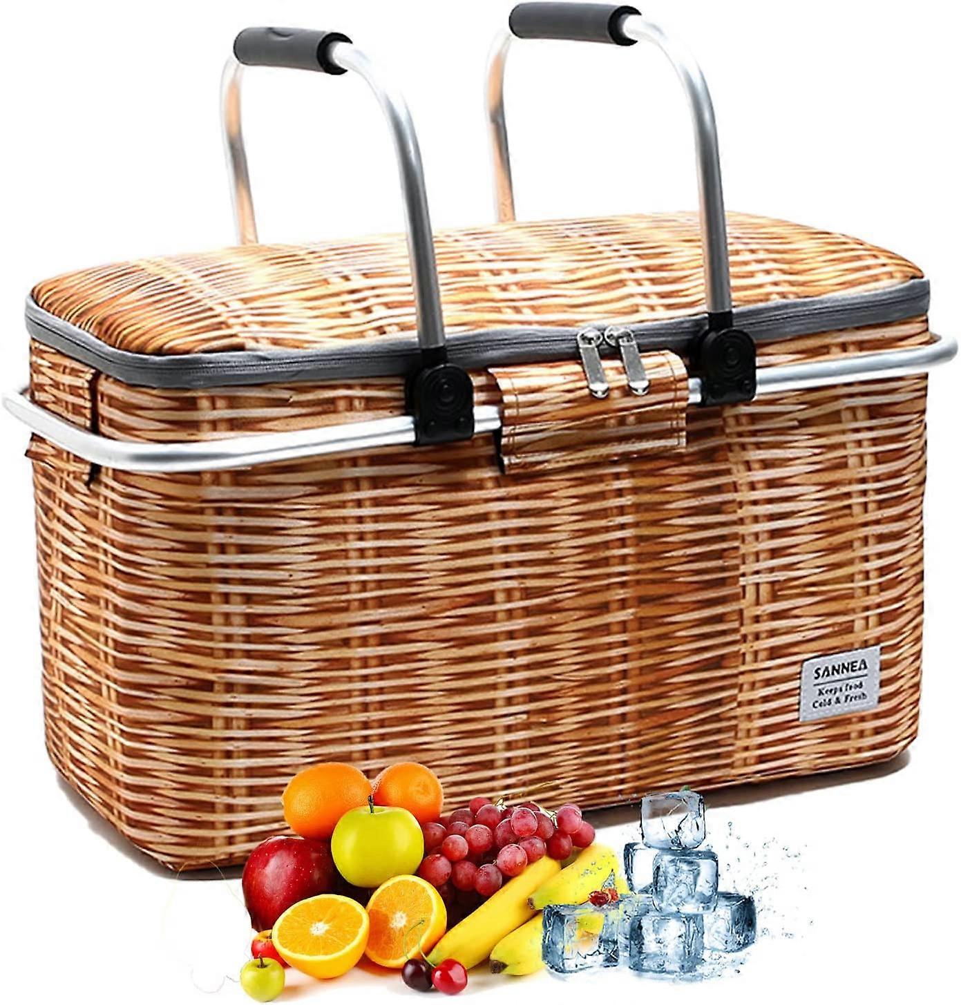 26L Foldable Picnic Basket, Tepas Cooler Bag, Insulated Soft Cooler, Thermal Bag for Picnic, Beach, Camping Drinks, Barbecue