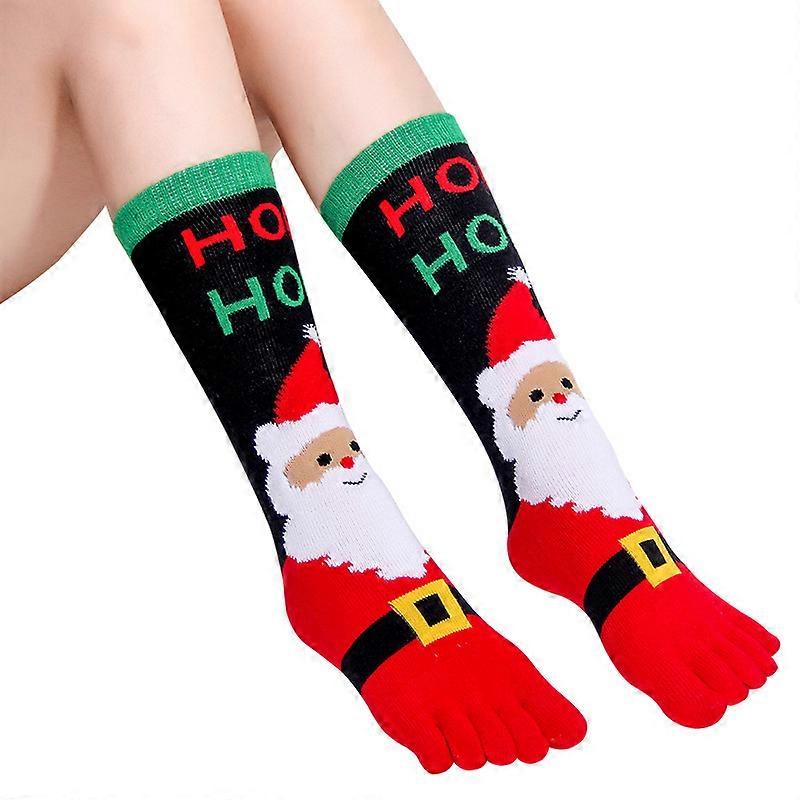 Pair Christmas Women Kids Socks Five Finger Toe Socks Funny Xmas