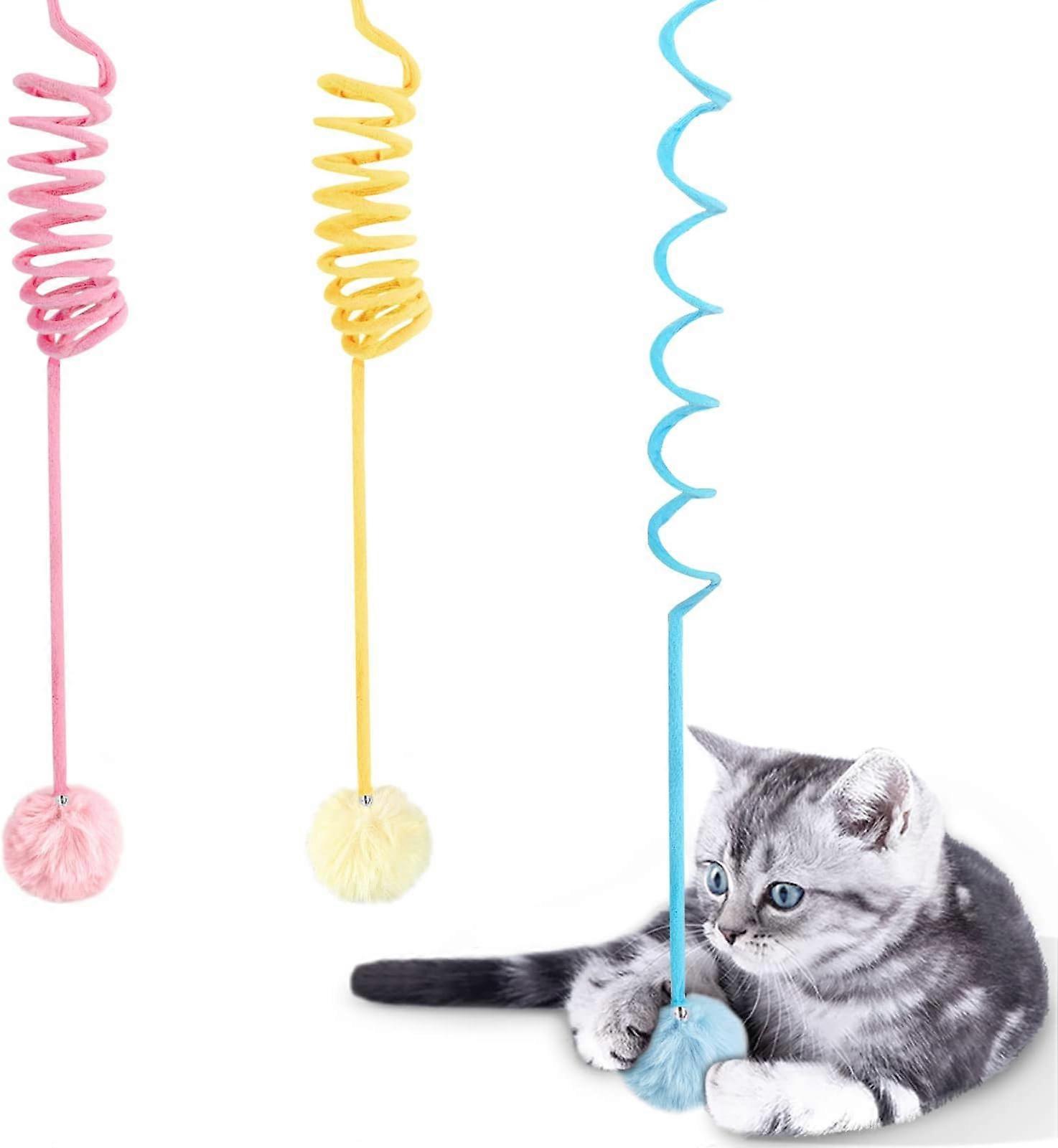 3Pcs Cat Spring Toys,Hanging Stretchable  Spring with Bell