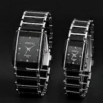 Gesimuleerde keramiek quartz horloges, luxe pols klokzwart vrouwen