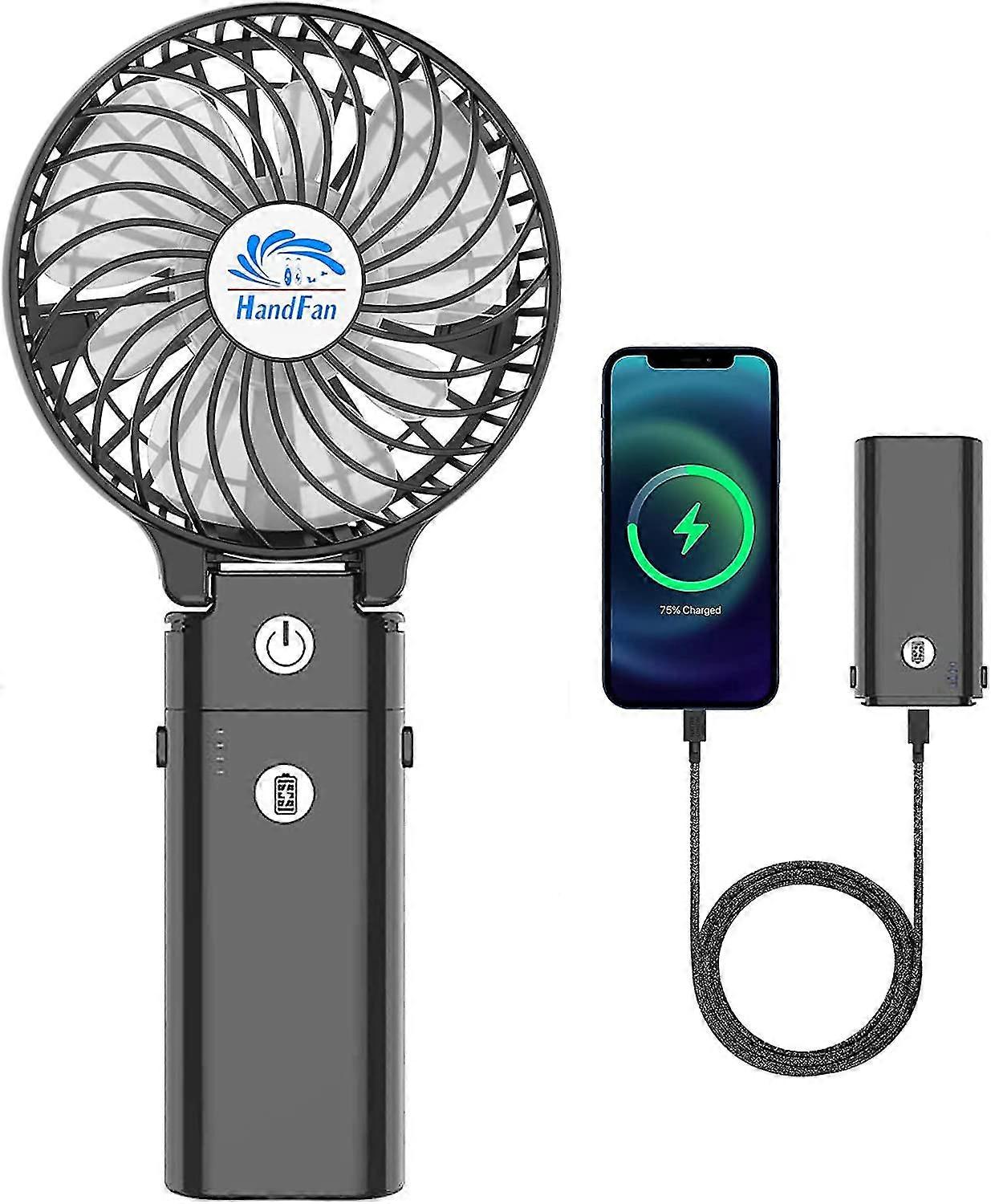 5200mah portable mini fan hand fan usb rechargeable battery 3 speed 180 foldable small desktop fan power bank 3 in 1