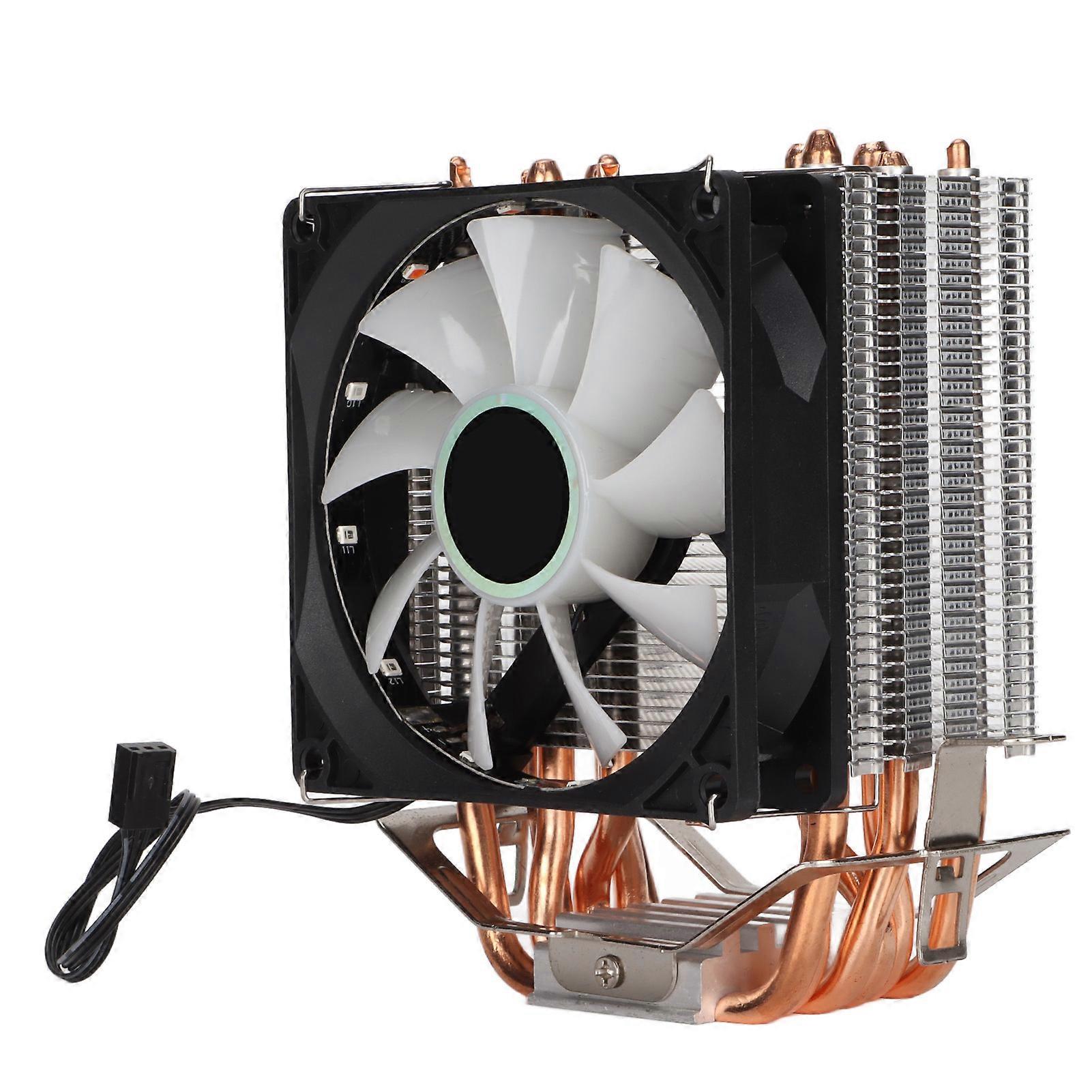 CPU Cooler 6 Tubes 90mm 3pin Computer CPU Cooling Fan With RGB Light for Intel LGA775 1155 1156 for AMD AM2 AM3Single Fan