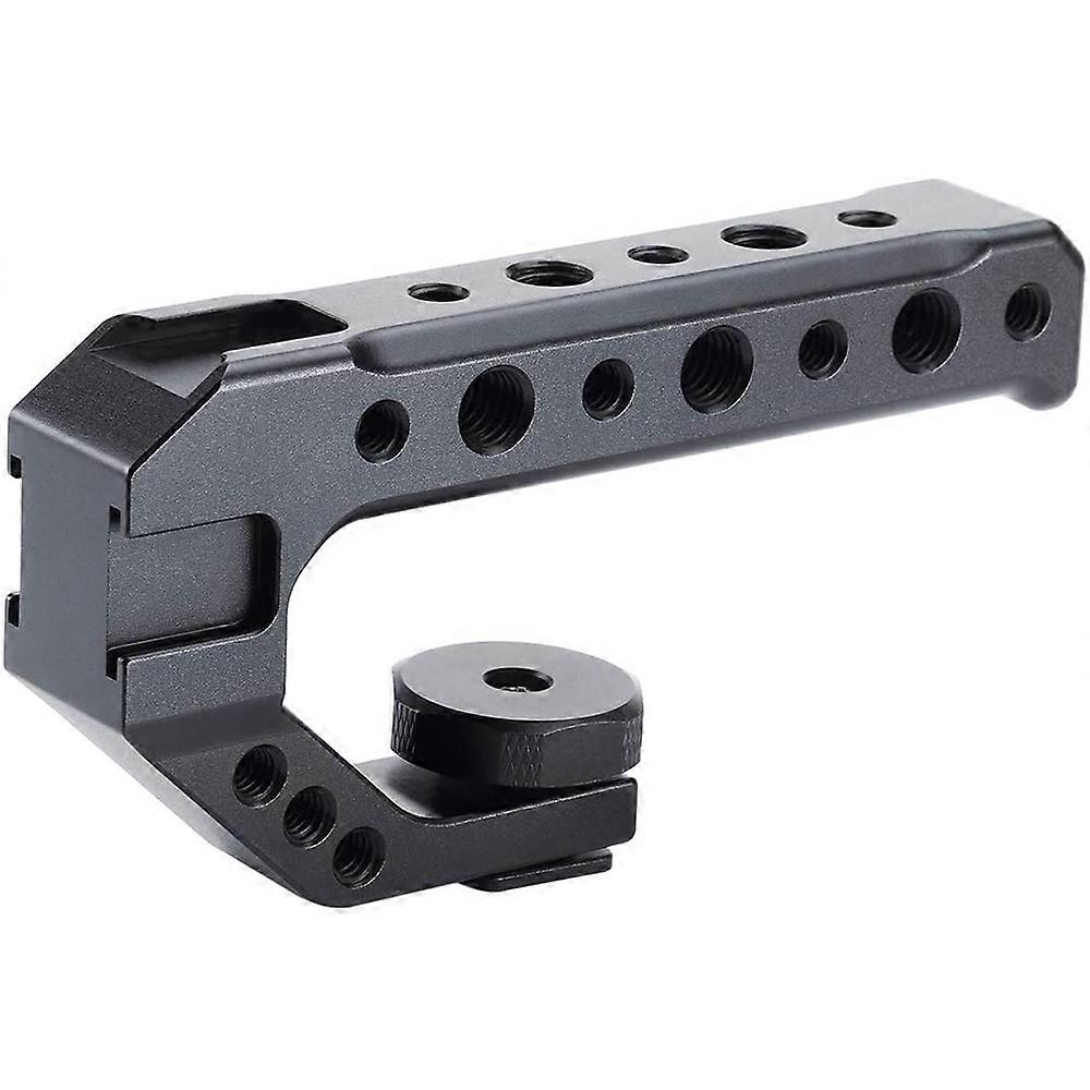 カメラホットシュートップハンドルグリップ、ユニバーサルビデオ安定化リグコールドシューアダプター、マイク、LEDライト、モニター、簡単なローアングルショットメタをマウント