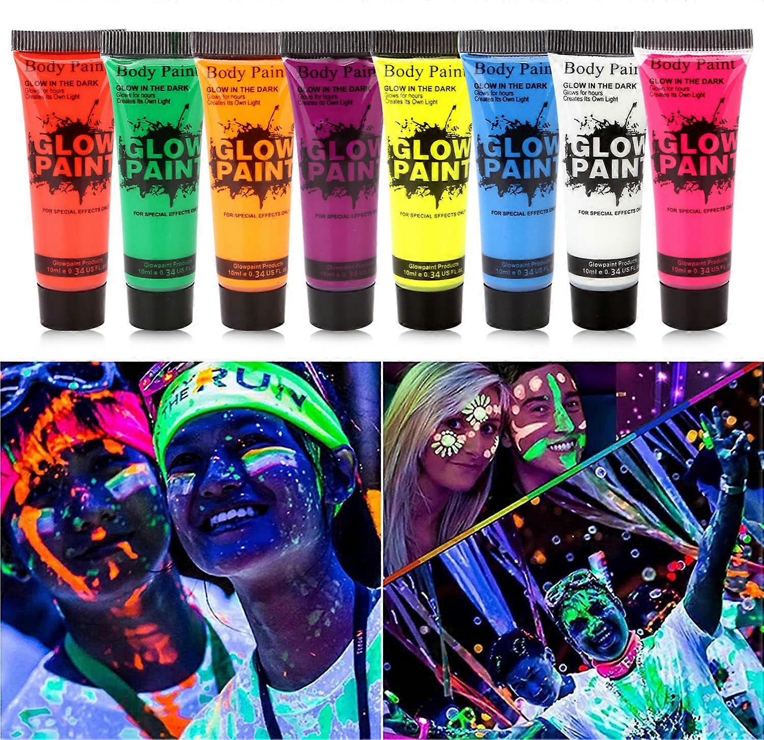 10ml Halloween Glow Pop In Dark Face Black Light Paint Uv Neon &Body Crayon Kit Fluorescerende Make-up Marker Kerstmis