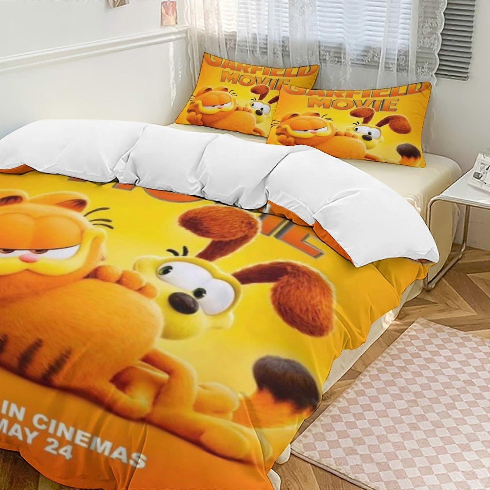 a2755 Lençóis O Conjunto de Cama Garfield Conjunto de Capa de Edredão Tema dos Desenhos Animados Lençóis de Quarto Infantil iip2755