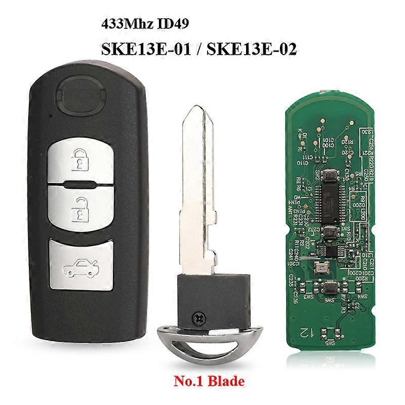 433Mhz ID49 2/3 Buttons Smart Key Fit for MAZDA CX-3 Axela CX-5 Atenza Model SKE13E-01 SKE13E-02 Car Remote Control