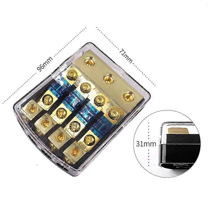 Car Audio Distribution Fuse Block, Mini ANL Fuse Box Holder Distribution Block (0-4GA)IN-(4-8GA)OUT 2/3/4 Way Fuses Holder 60A