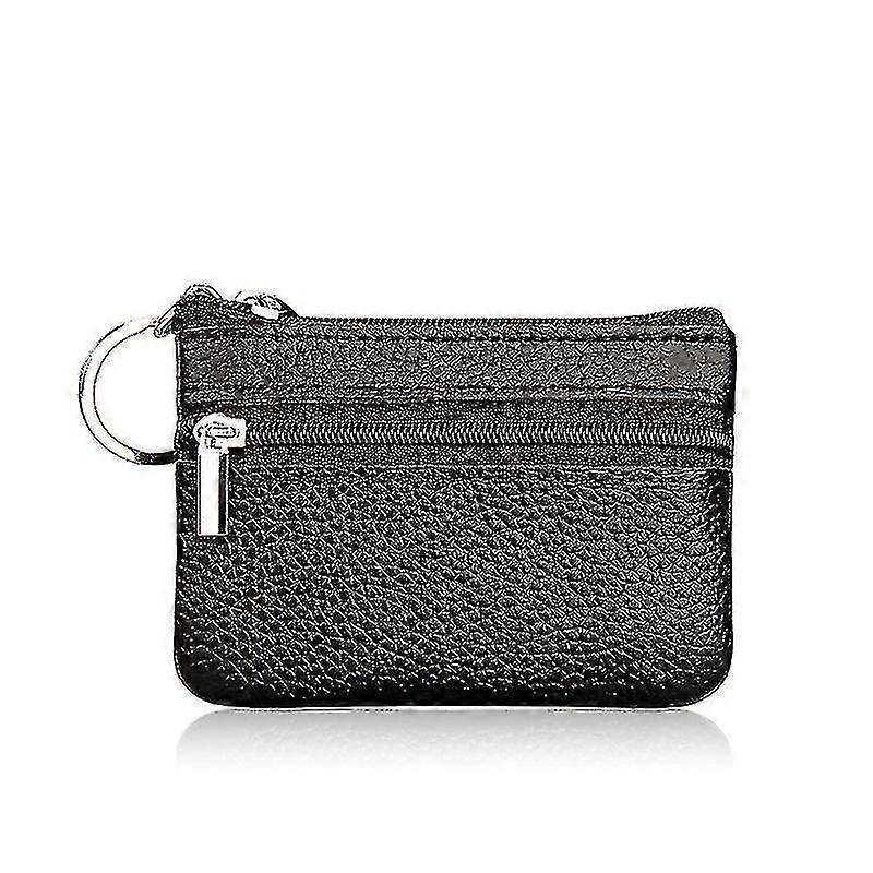 2 στρώματα Unisex Γυναίκες Άνδρες Δερμάτινο φερμουάρ Κάρτα νομισμάτων Βασική θήκη Μικρό μίνι πορτοφόλι πορτοφόλι