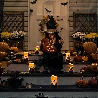 Lot De 6 Bougies LED Halloween - Citrouilles Lumineuses Sans Flamme (3 Visages) - Fonctionnement Piles - Déco De Table Maison Et Fête