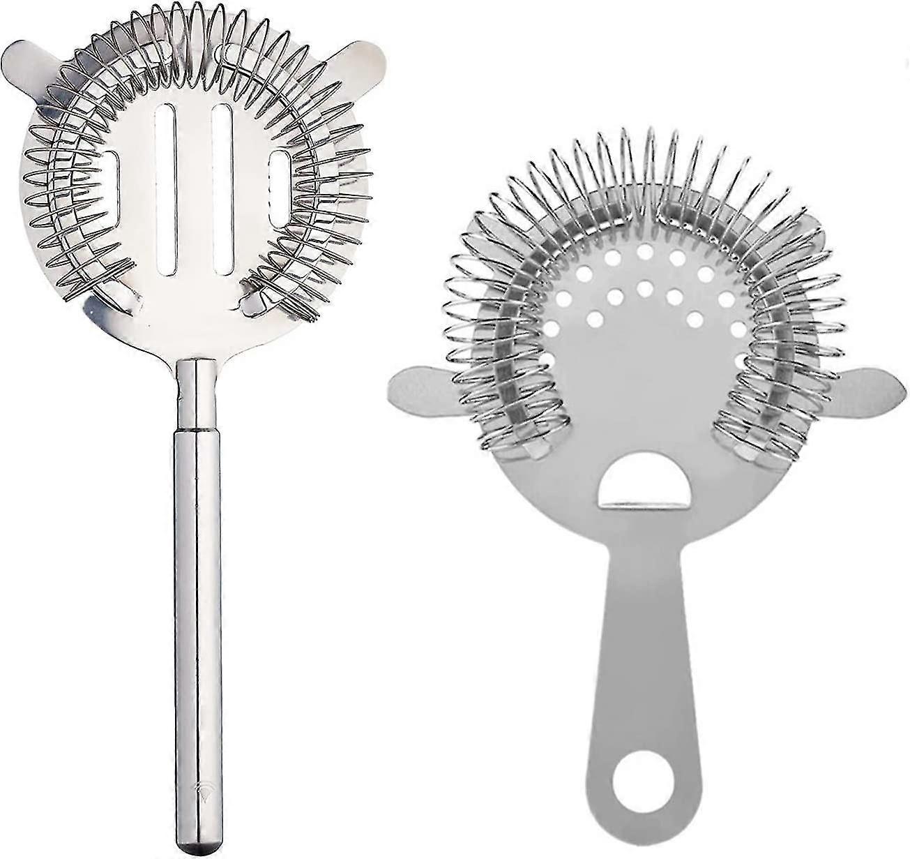 2 Pcs Stainless Steel Cocktail Strainers Shake Drinks Ice Mixed Filter