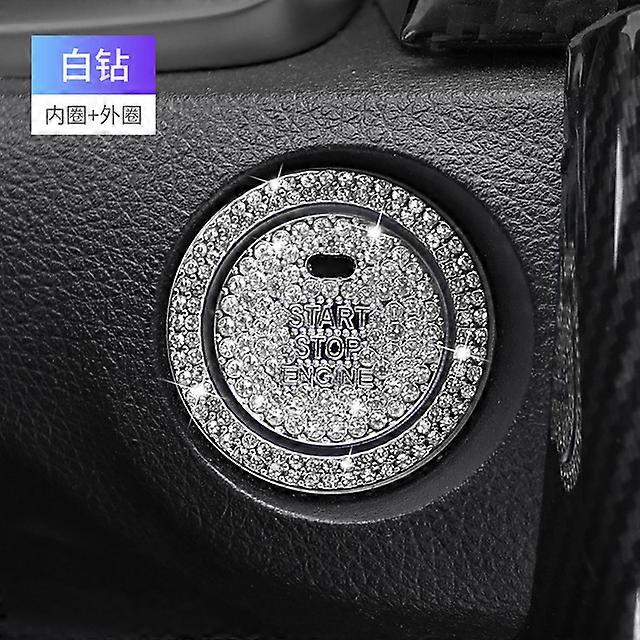 Car Start Switch Button Auto Decorative Diamond Stickers Rhinestone Ring Circle Trims Protective Cover Car Accessories 2Pcs/set