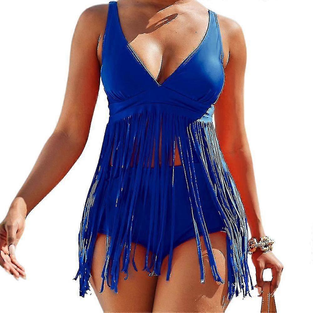 Kvinnor Vadderad Fringe Tankini Badkläder Tank Top Boyshorts Bikini Set Baddräkt Beach Baddräkt